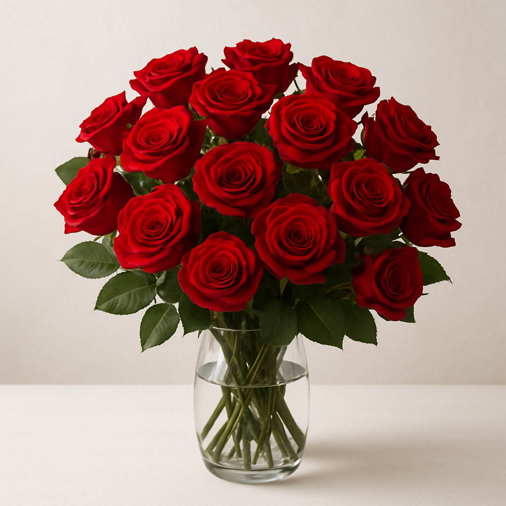 Romantic bouquet of red roses